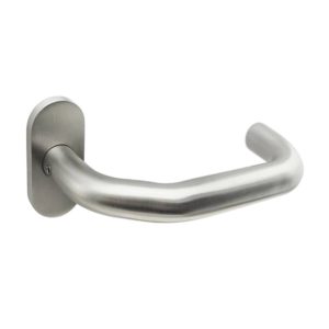 Narrow Profile Door Handle With Oval Rose Design Narrow Profile Door Handle With Oval Rose Design